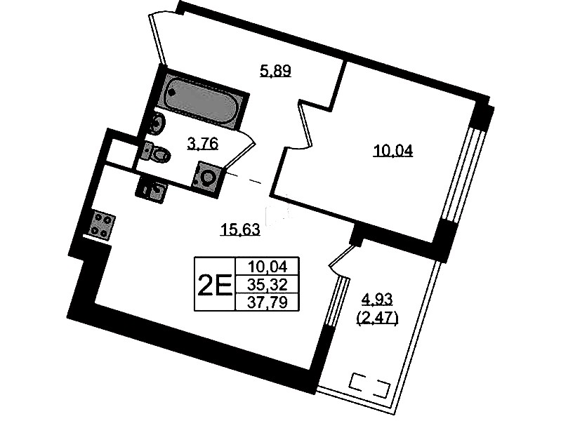 1-комнатная квартира 37.79 м², 2/10 эт., ЖК «N8»