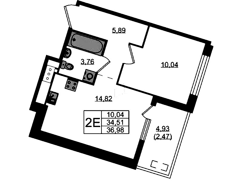 1-комнатная квартира 36.98 м², 6/10 эт., ЖК «N8»